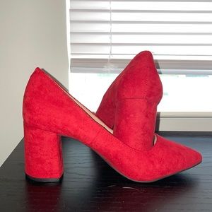Red Suede Pumps